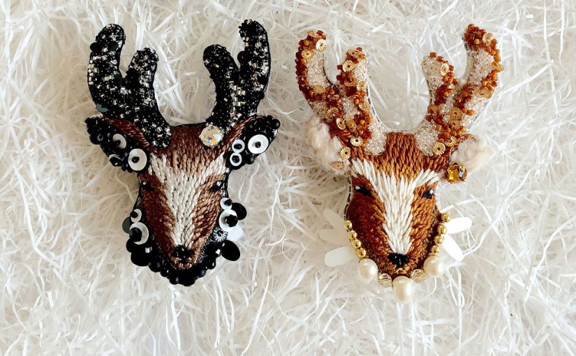 cotoha　鹿の刺繍ブローチ